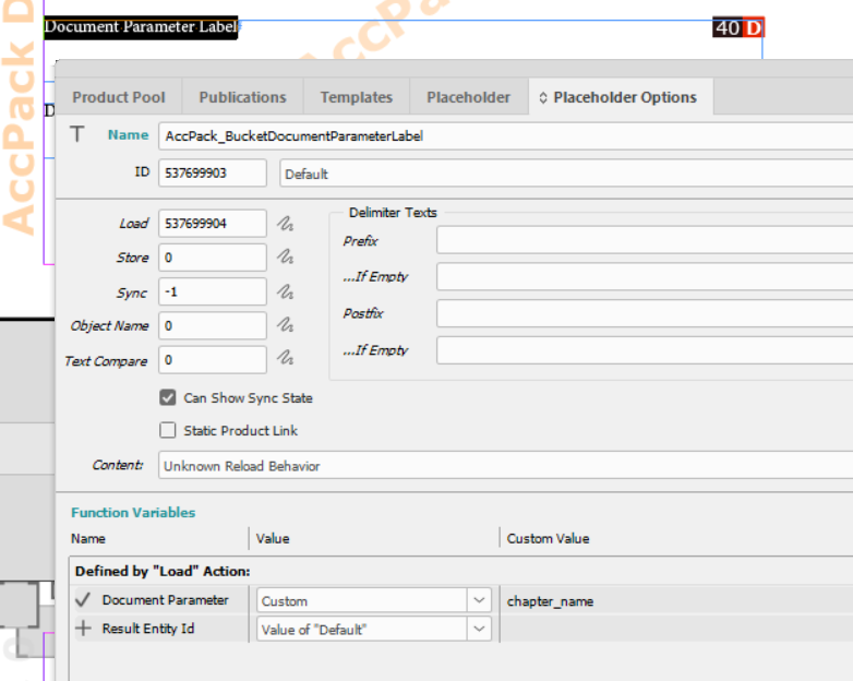 Configuration of Placeholder Options 