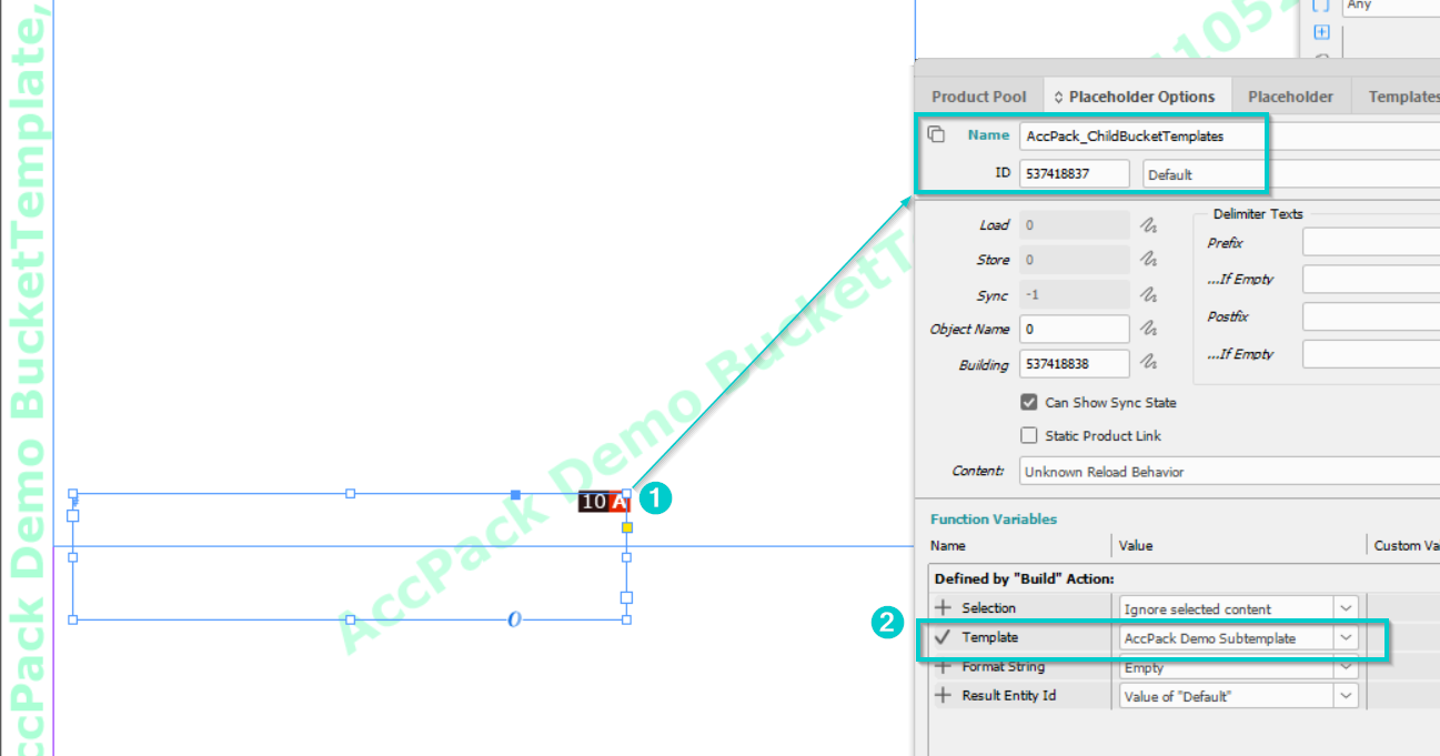Bucket template Placeholder options