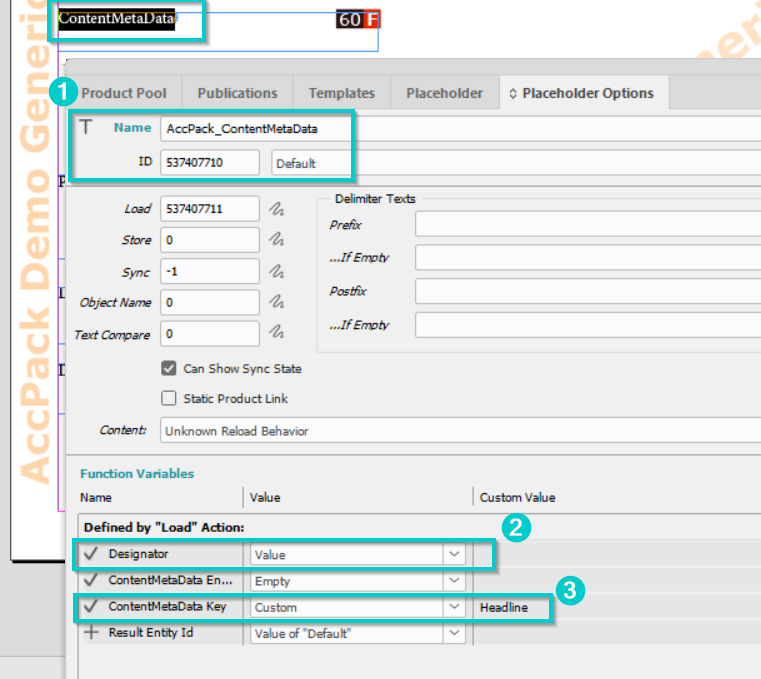 ContentMetaData Placeholder options 