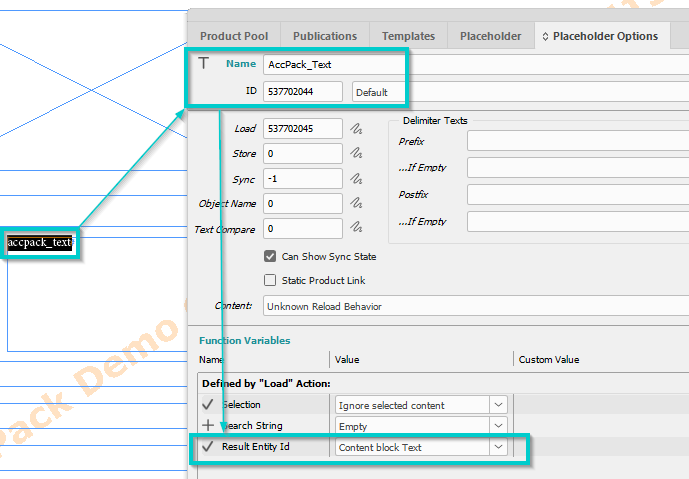 Placeholder Options configuration for text entity