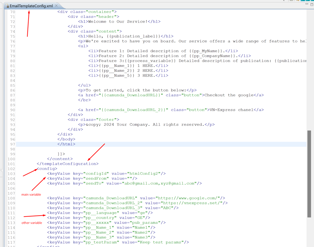 All notice need in the config file