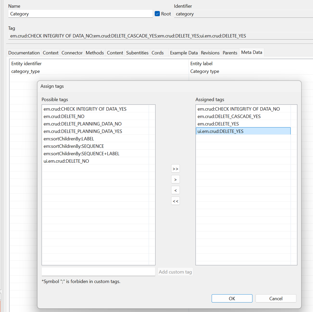 DELETE tag on entity