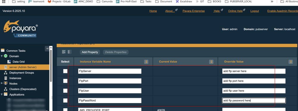 Payara server properties