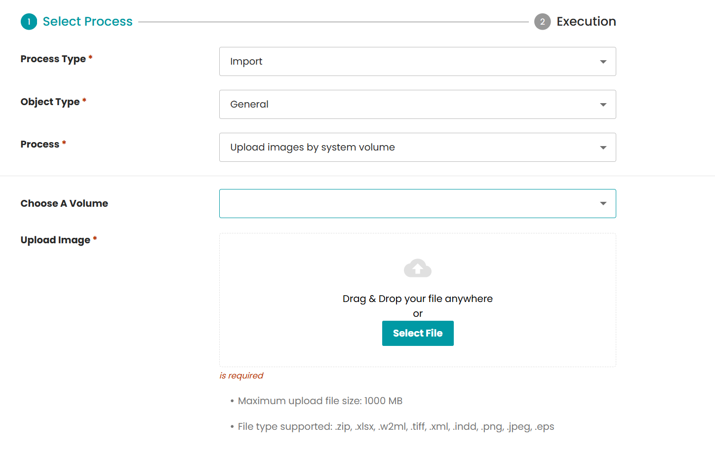 The standalone upload form in the AdminUI