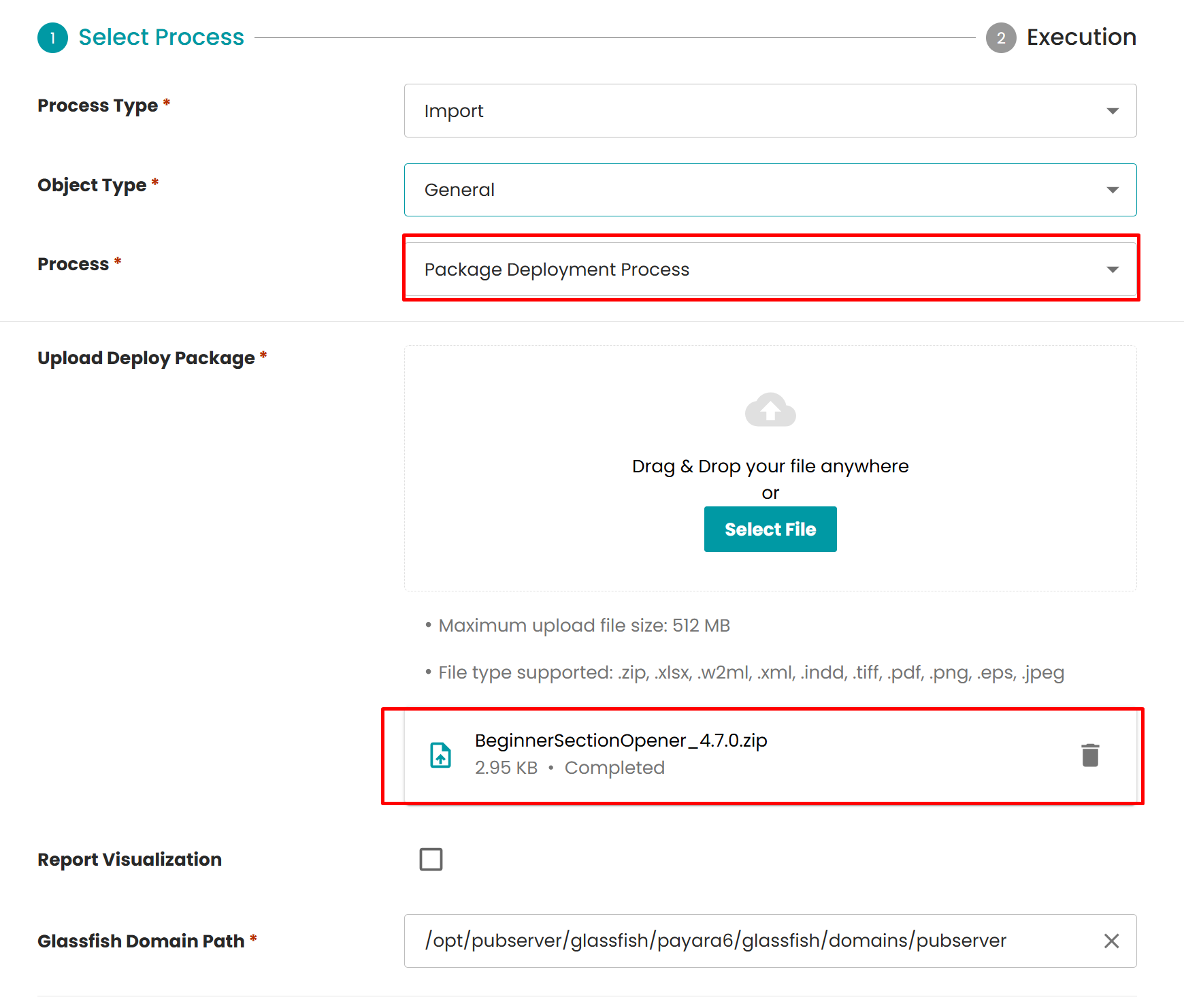 Import the entity data deployment package