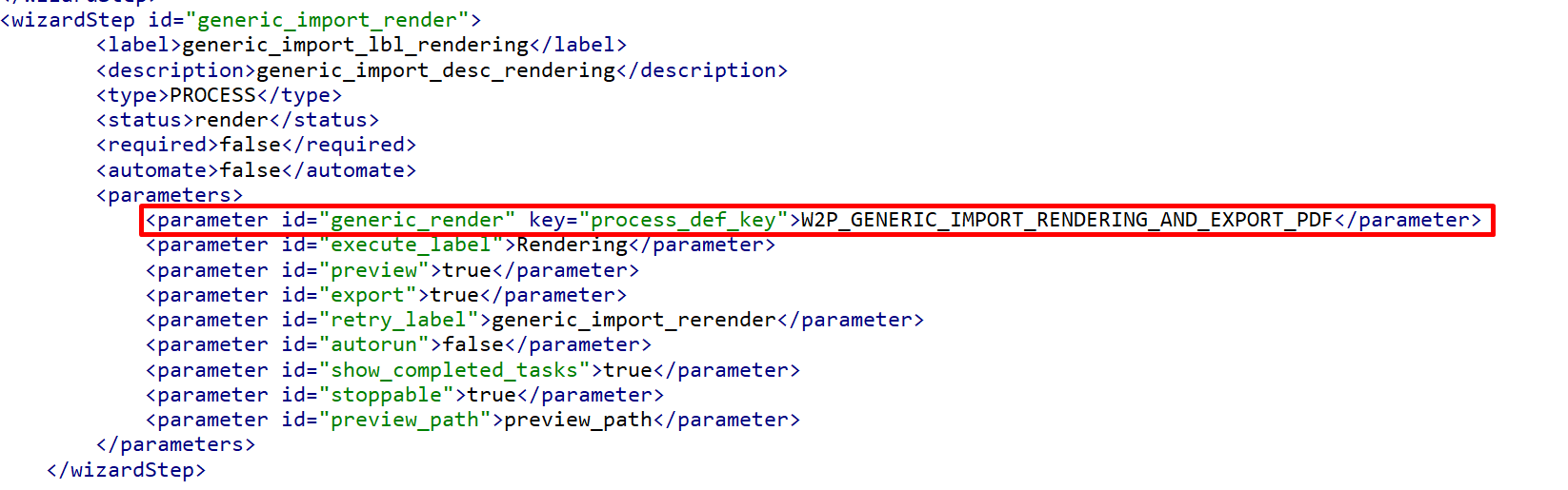 Generic import render wizard step