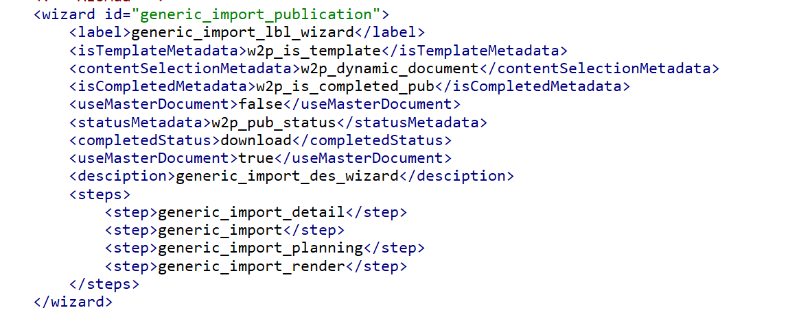 Wizard steps for import-based rendering